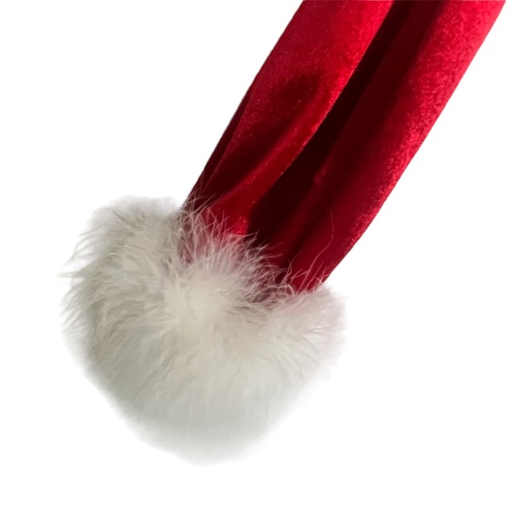ηεω Velvet Santa Robe & G-String Set Red w/ White Feather Trim Secret Treasures - Picture 3 of 14